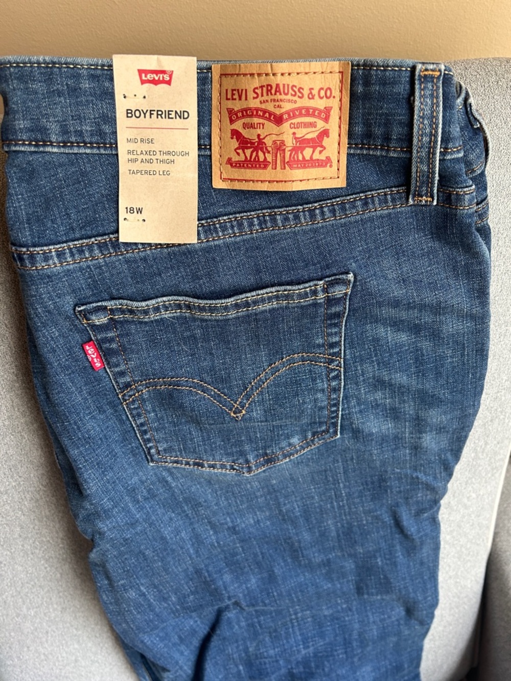 Levi's Boyfriend Jeans - Classic Blue Denim